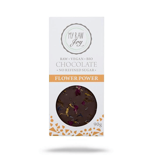 Rohe Schokolade - Flower Power weißer Hintergrund